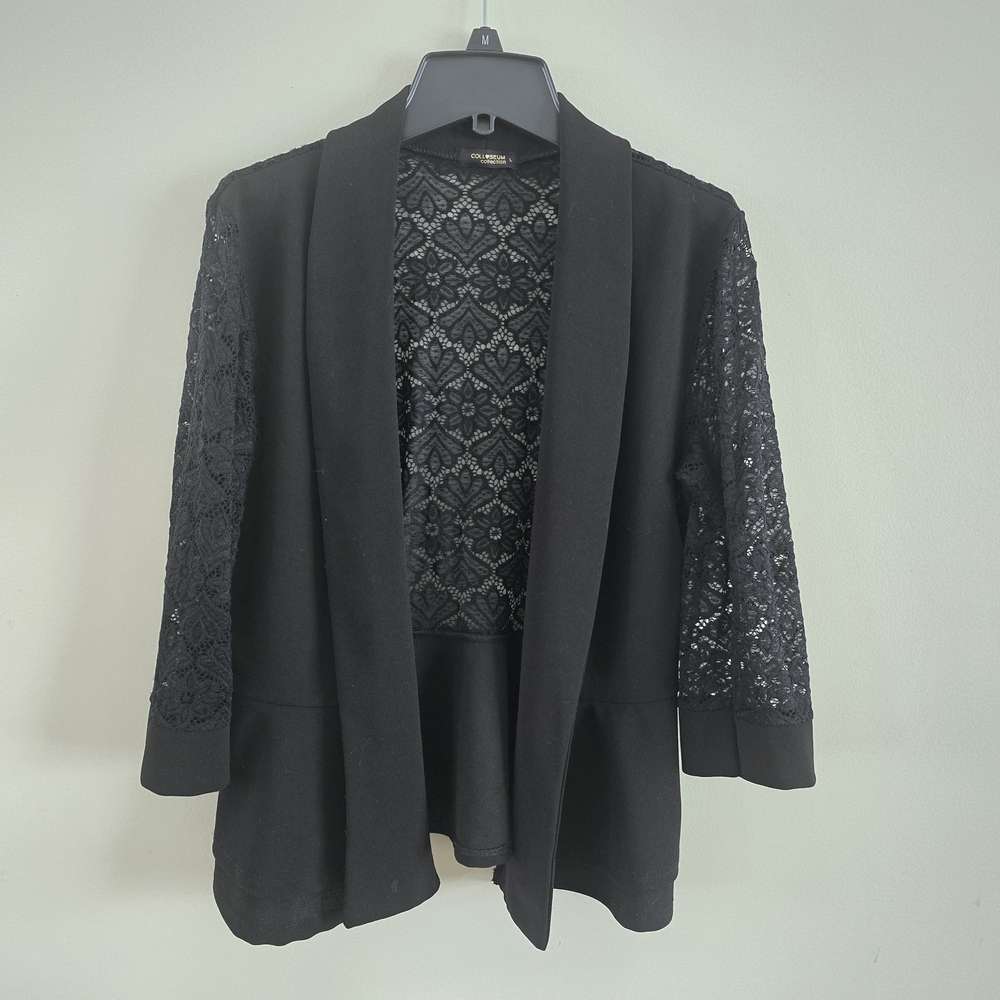 Elegant Black Lace Sleeve Blazer